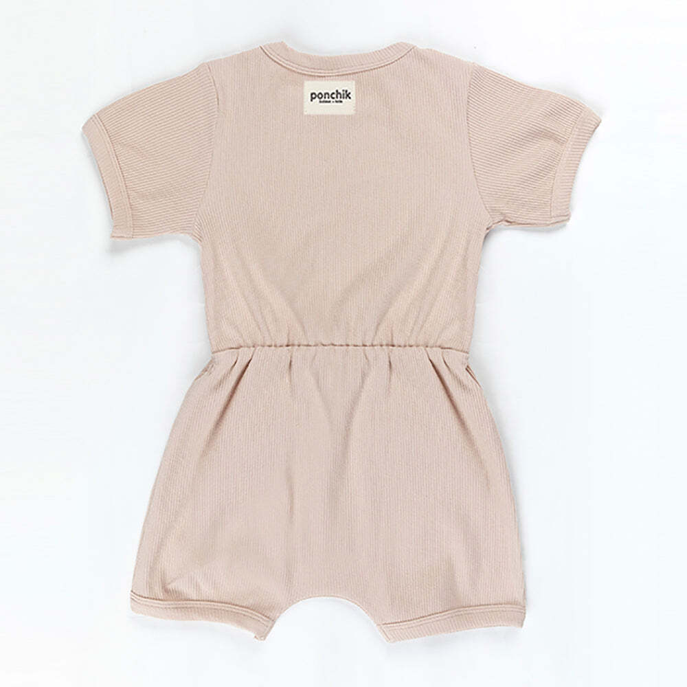Ponchik Babies + Kids - Ribbed Cotton Romper - Sugar Cookie - 0-3 months V563-RIBROMPER-SCOOKIE-0_3