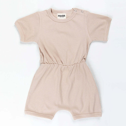Ponchik Babies + Kids - Ribbed Cotton Romper - Sugar Cookie - 3-6 months V563-RIBROMPER-SCOOKIE-3_6