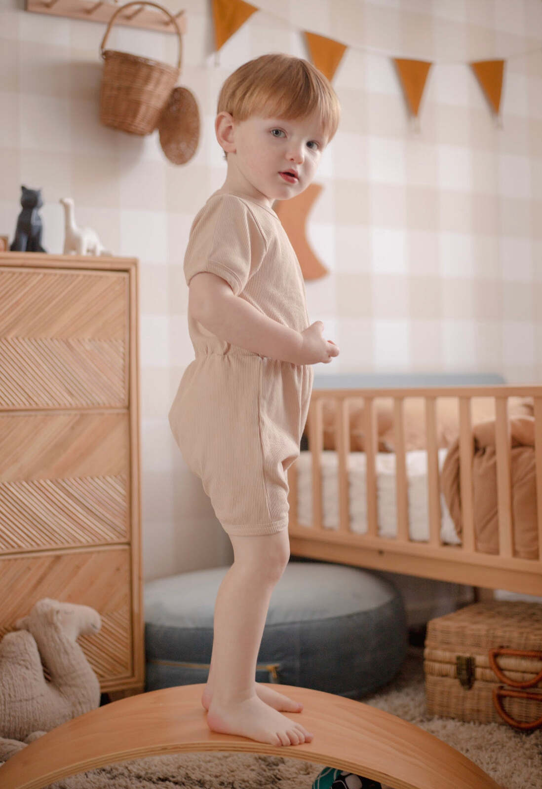 Ponchik Babies + Kids - Ribbed Cotton Romper - Sugar Cookie - 3-6 months V563-RIBROMPER-SCOOKIE-3_6