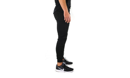 Mens Skinny Track Pants Joggers Trousers Gym Casual Sweat Cuffed Slim Trackies Fleece - Black - 3XL V563-RIFLESSI-BLACK-3XL