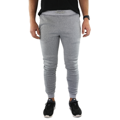 Mens Skinny Track Pants Joggers Trousers Gym Casual Sweat Cuffed Slim Trackies Fleece - Heather Grey - M V563-RIFLESSI-HEATHERGREY-M