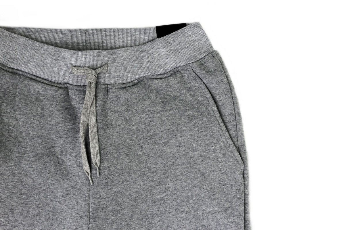Mens Skinny Track Pants Joggers Trousers Gym Casual Sweat Cuffed Slim Trackies Fleece - Heather Grey - S