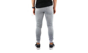 Mens Skinny Track Pants Joggers Trousers Gym Casual Sweat Cuffed Slim Trackies Fleece - Heather Grey - S