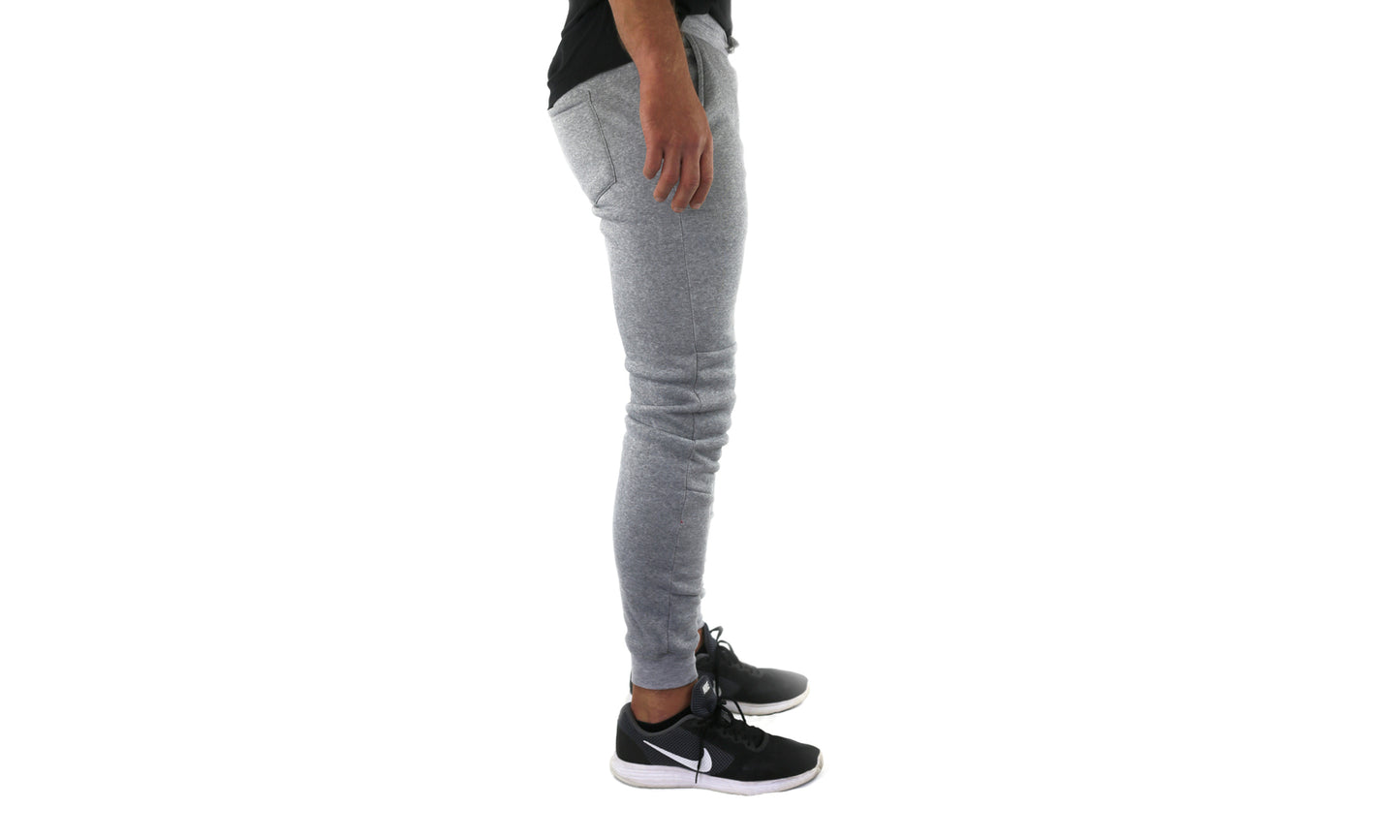 Mens Skinny Track Pants Joggers Trousers Gym Casual Sweat Cuffed Slim Trackies Fleece - Heather Grey - S V563-RIFLESSI-HEATHERGREY-S