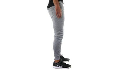 Mens Skinny Track Pants Joggers Trousers Gym Casual Sweat Cuffed Slim Trackies Fleece - Heather Grey - S V563-RIFLESSI-HEATHERGREY-S