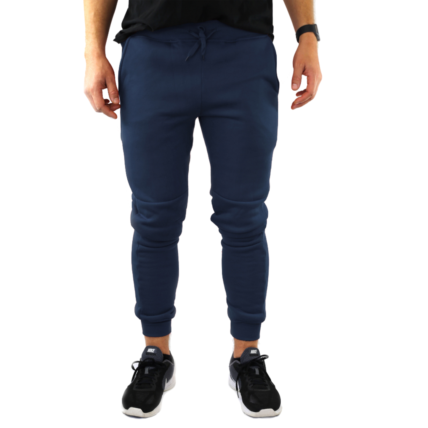 Mens Skinny Track Pants Joggers Trousers Gym Casual Sweat Cuffed Slim Trackies Fleece - Navy - S V563-RIFLESSI-NAVY-S