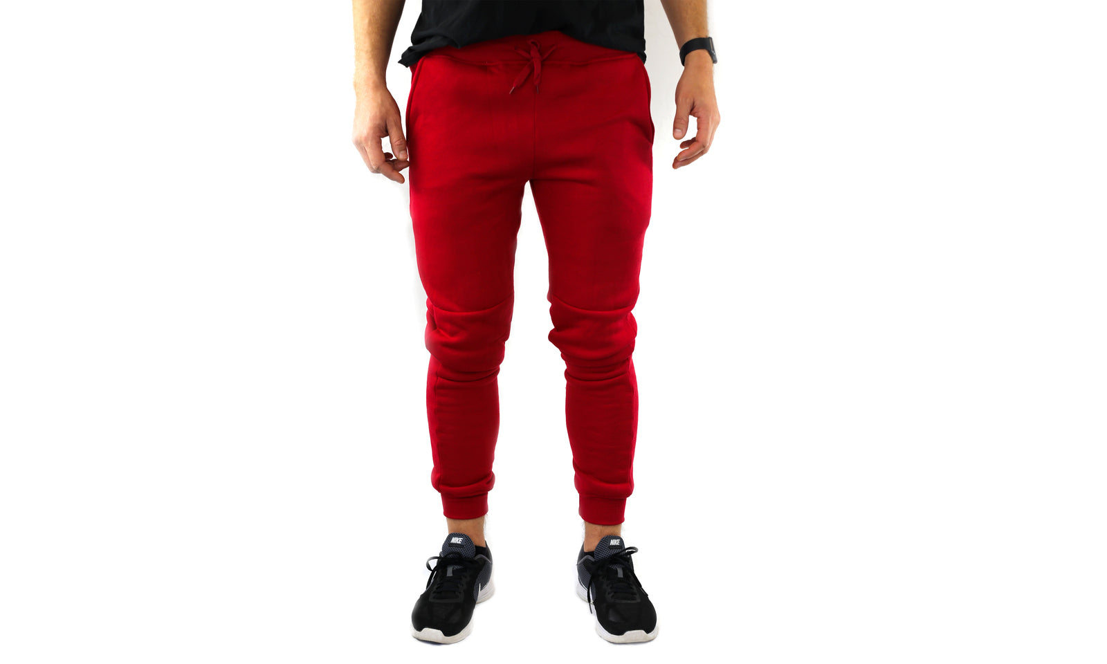 Mens Skinny Track Pants Joggers Trousers Gym Casual Sweat Cuffed Slim Trackies Fleece - Red - L V563-RIFLESSI-RED-L