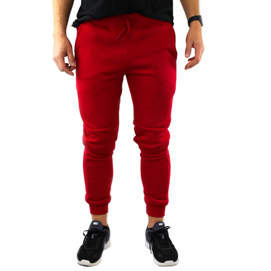 Mens Skinny Track Pants Joggers Trousers Gym Casual Sweat Cuffed Slim Trackies Fleece - Red - M V563-RIFLESSI-RED-M
