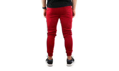 Mens Skinny Track Pants Joggers Trousers Gym Casual Sweat Cuffed Slim Trackies Fleece - Red - M V563-RIFLESSI-RED-M