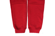 Mens Skinny Track Pants Joggers Trousers Gym Casual Sweat Cuffed Slim Trackies Fleece - Red - S