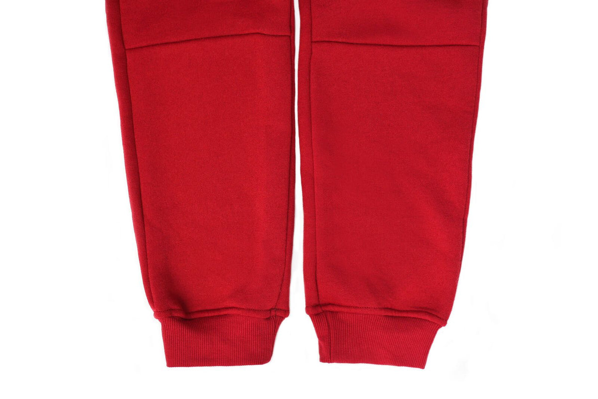 Mens Skinny Track Pants Joggers Trousers Gym Casual Sweat Cuffed Slim Trackies Fleece - Red - S