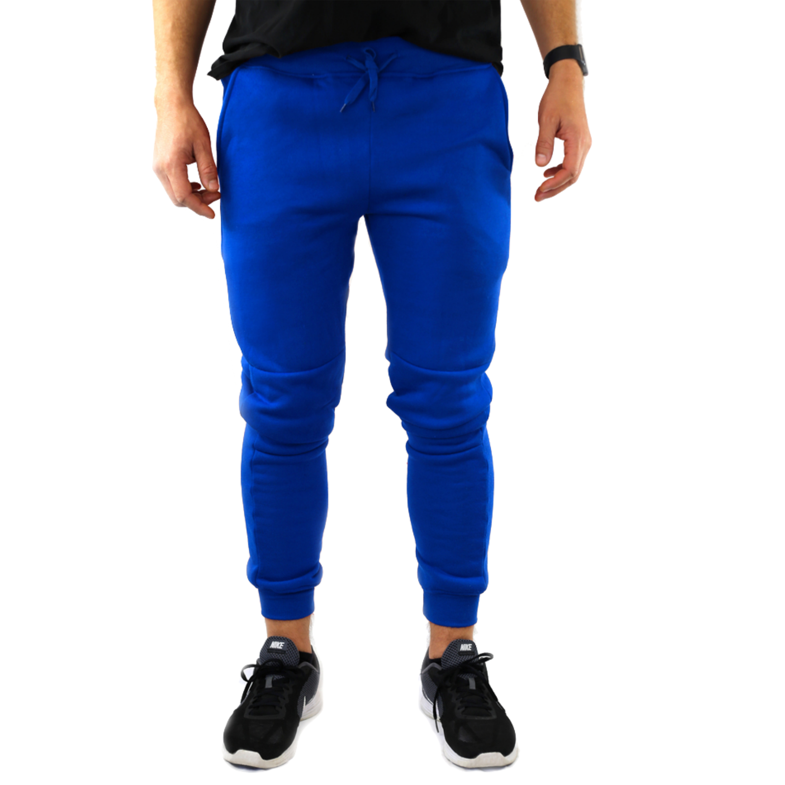 Mens Skinny Track Pants Joggers Trousers Gym Casual Sweat Cuffed Slim Trackies Fleece - Royal Blue - S V563-RIFLESSI-ROYALBLUE-S