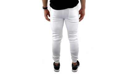Mens Skinny Track Pants Joggers Trousers Gym Casual Sweat Cuffed Slim Trackies Fleece - White - 3XL V563-RIFLESSI-WHITE-3XL