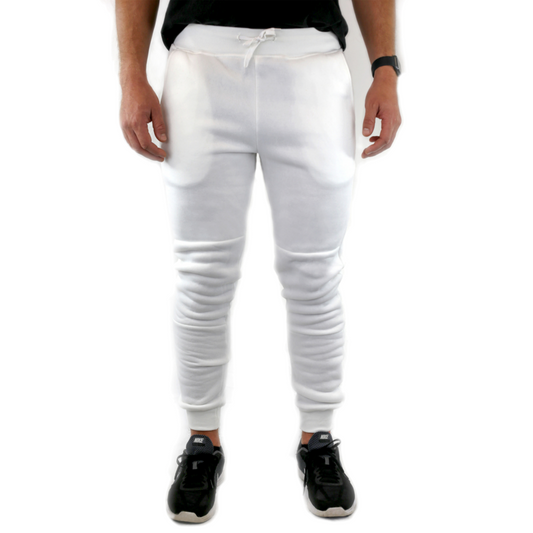 Mens Skinny Track Pants Joggers Trousers Gym Casual Sweat Cuffed Slim Trackies Fleece - White - L V563-RIFLESSI-WHITE-L