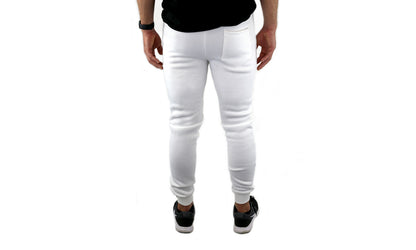 Mens Skinny Track Pants Joggers Trousers Gym Casual Sweat Cuffed Slim Trackies Fleece - White - S V563-RIFLESSI-WHITE-S