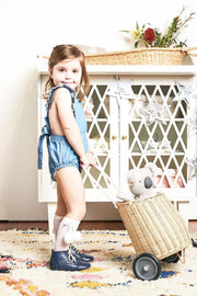 Ponchik Babies + Kids Ruffle Back Romper - Capri Blue - 3 years V563-RUFROMPER-CAPRIBLUE-3YO