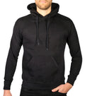Mens Hoodie 100% Cotton Fleece Pullover Sweatshirt Warm Jumper - Black - 2XL