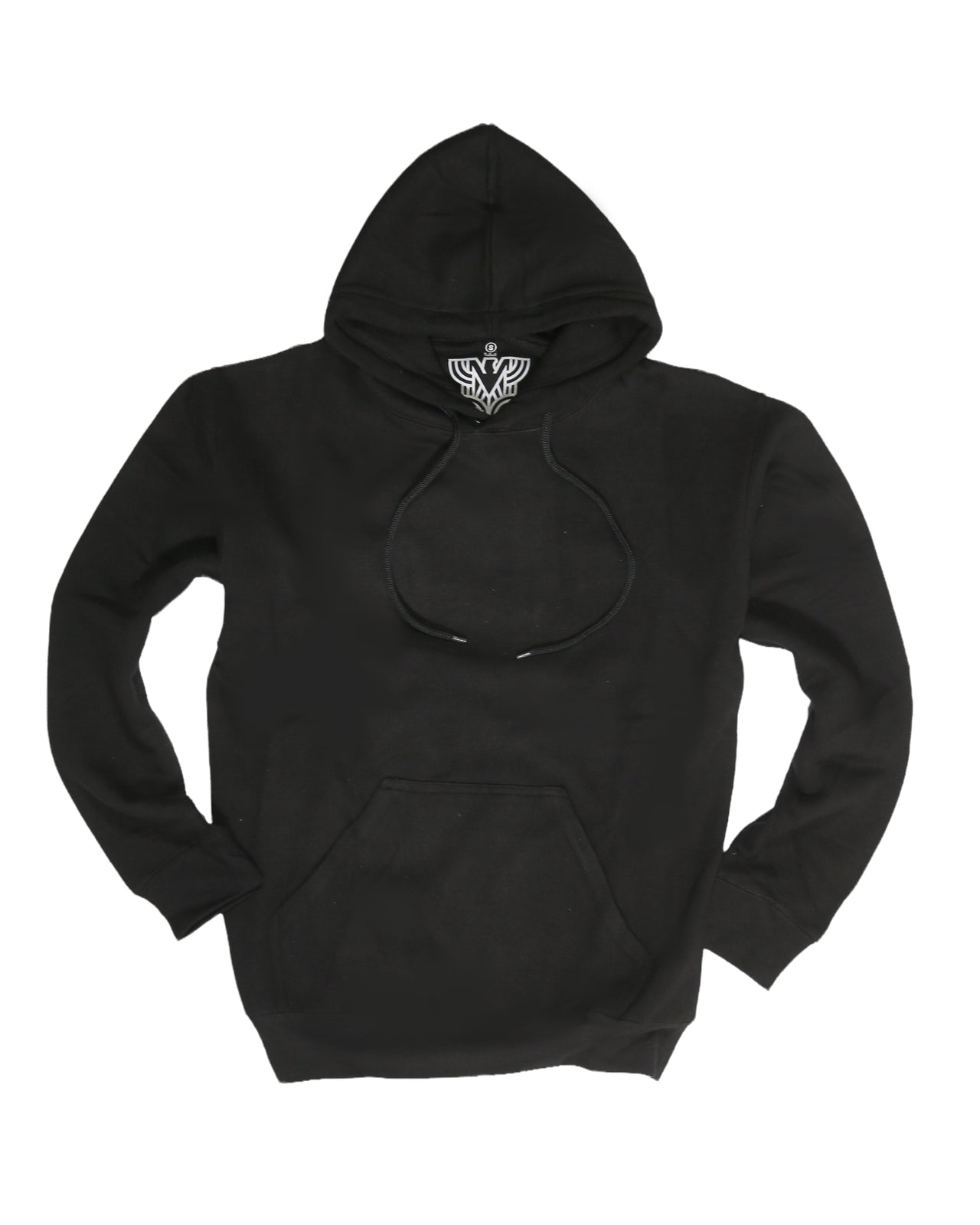 Mens Hoodie 100% Cotton Fleece Pullover Sweatshirt Warm Jumper - Black - 2XL