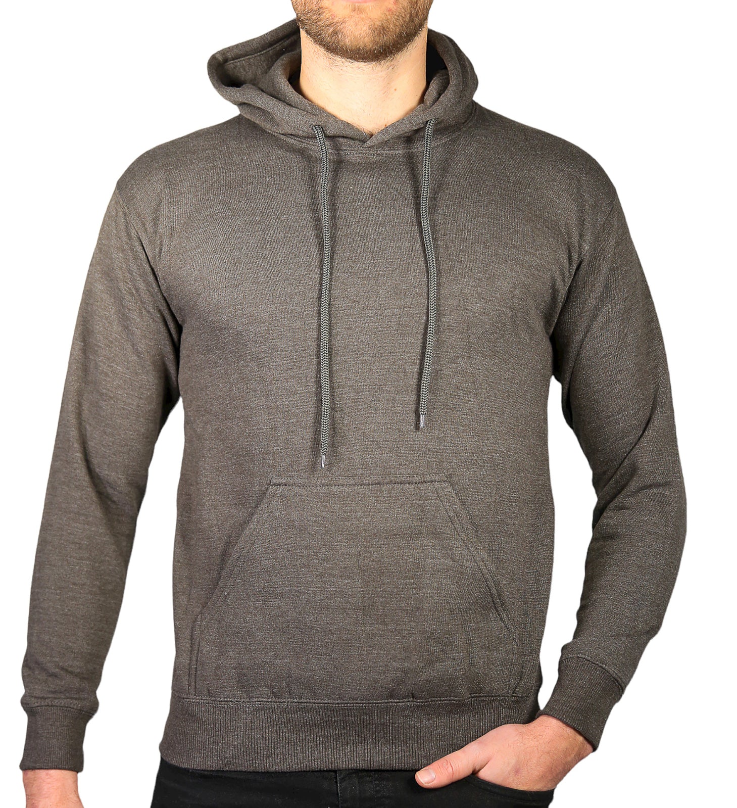 Mens Hoodie 100% Cotton Fleece Pullover Sweatshirt Warm Jumper - Charcoal Grey - L V563-SANNFIELD-CHAR-L