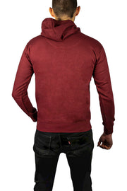 Mens Hoodie 100% Cotton Fleece Pullover Sweatshirt Warm Jumper - Maroon/Burgundy - XL V563-SANNFIELD-MAROON-XL