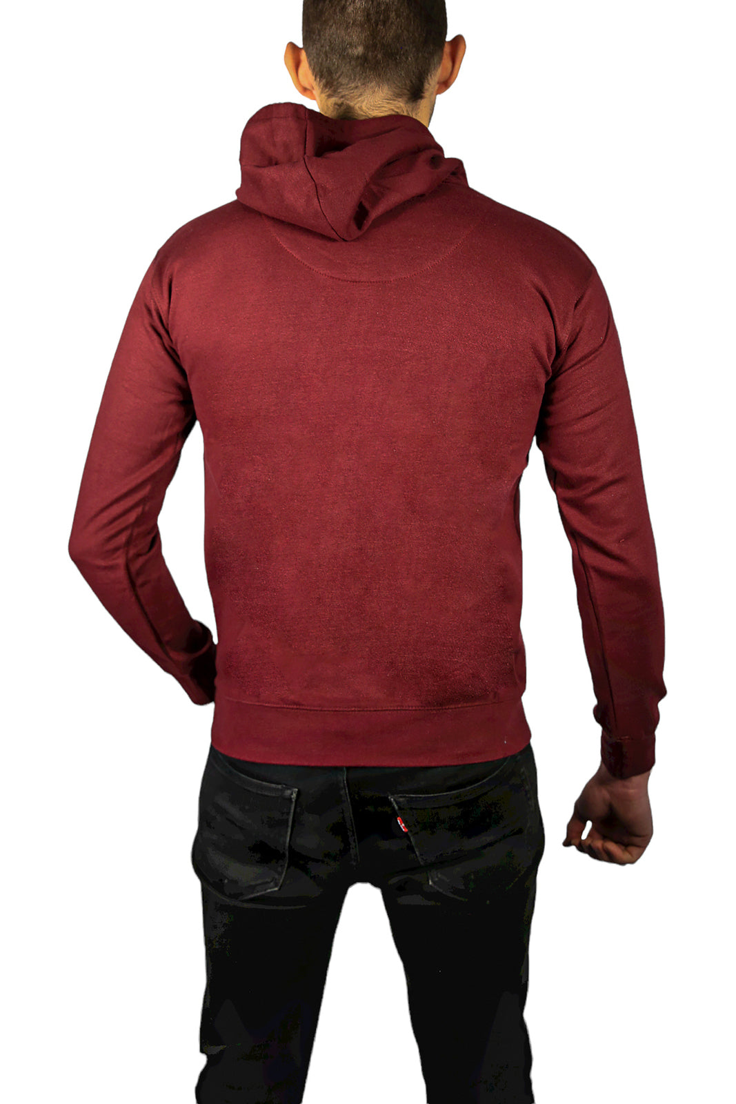 Mens Hoodie 100% Cotton Fleece Pullover Sweatshirt Warm Jumper - Maroon/Burgundy - XL V563-SANNFIELD-MAROON-XL