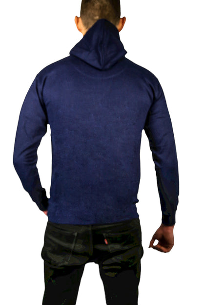 Mens Hoodie 100% Cotton Fleece Pullover Sweatshirt Warm Jumper - Navy - M V563-SANNFIELD-NVY-M