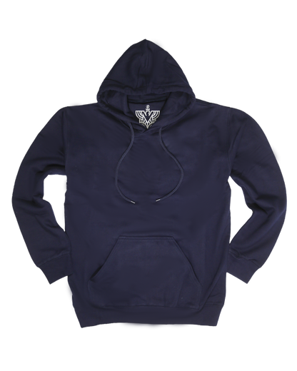 Mens Hoodie 100% Cotton Fleece Pullover Sweatshirt Warm Jumper - Navy - S V563-SANNFIELD-NVY-S