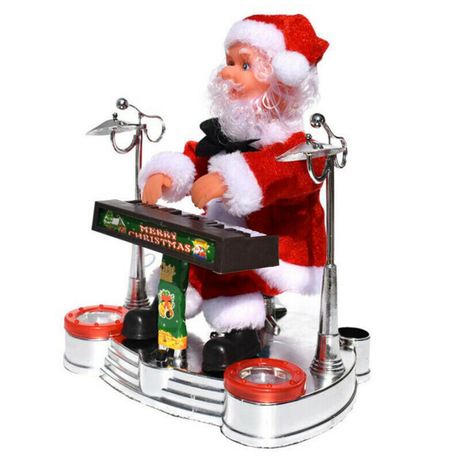 Santa Claus Playing Ornament Piano Doll Musical Electric Toy Xmas Christmas Gift V563-SANTAONPIANO