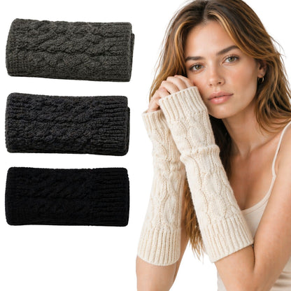Womens Fingerless Arm Warmers Knitted 20cm Short Gloves Winter - Random Colour V563-SHORTARMWARMERS-RANDOMCLR