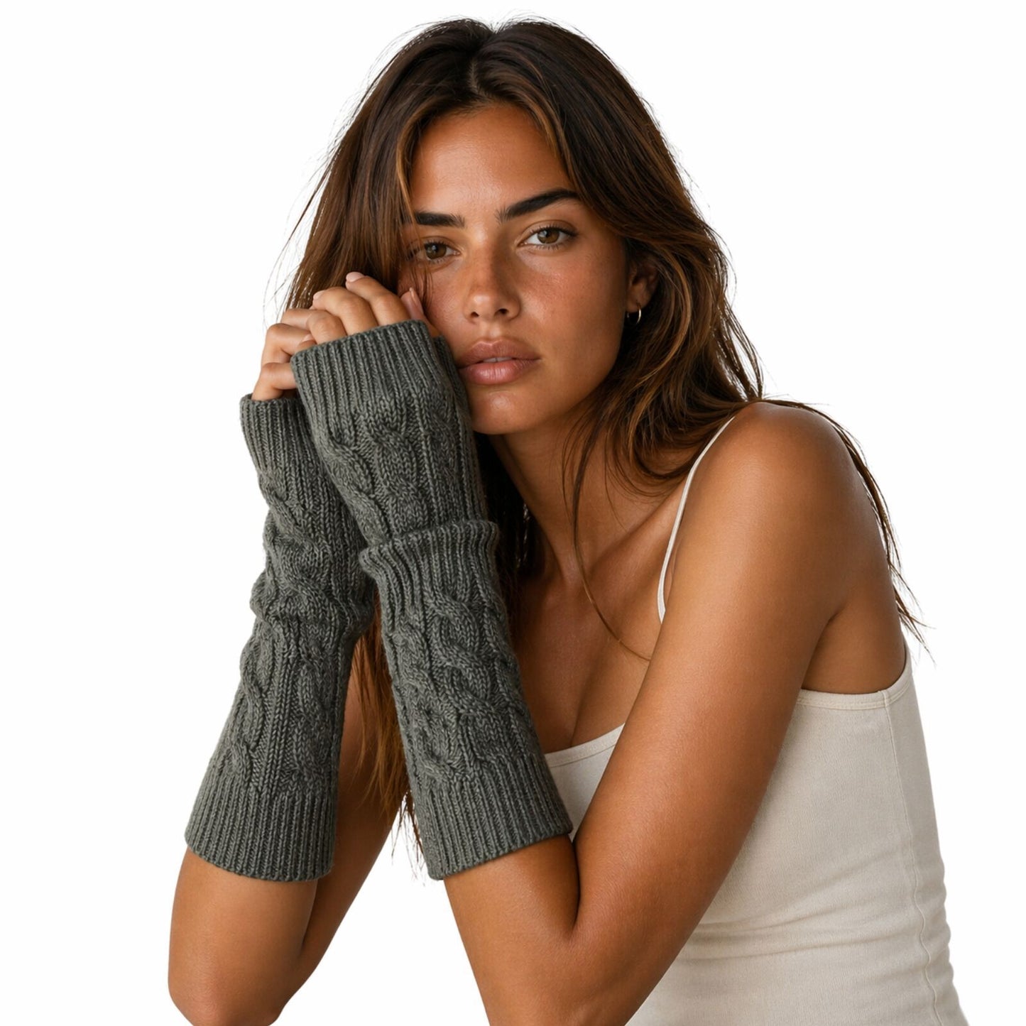 Womens Fingerless Arm Warmers Knitted 20cm Short Gloves Winter - Random Colour V563-SHORTARMWARMERS-RANDOMCLR