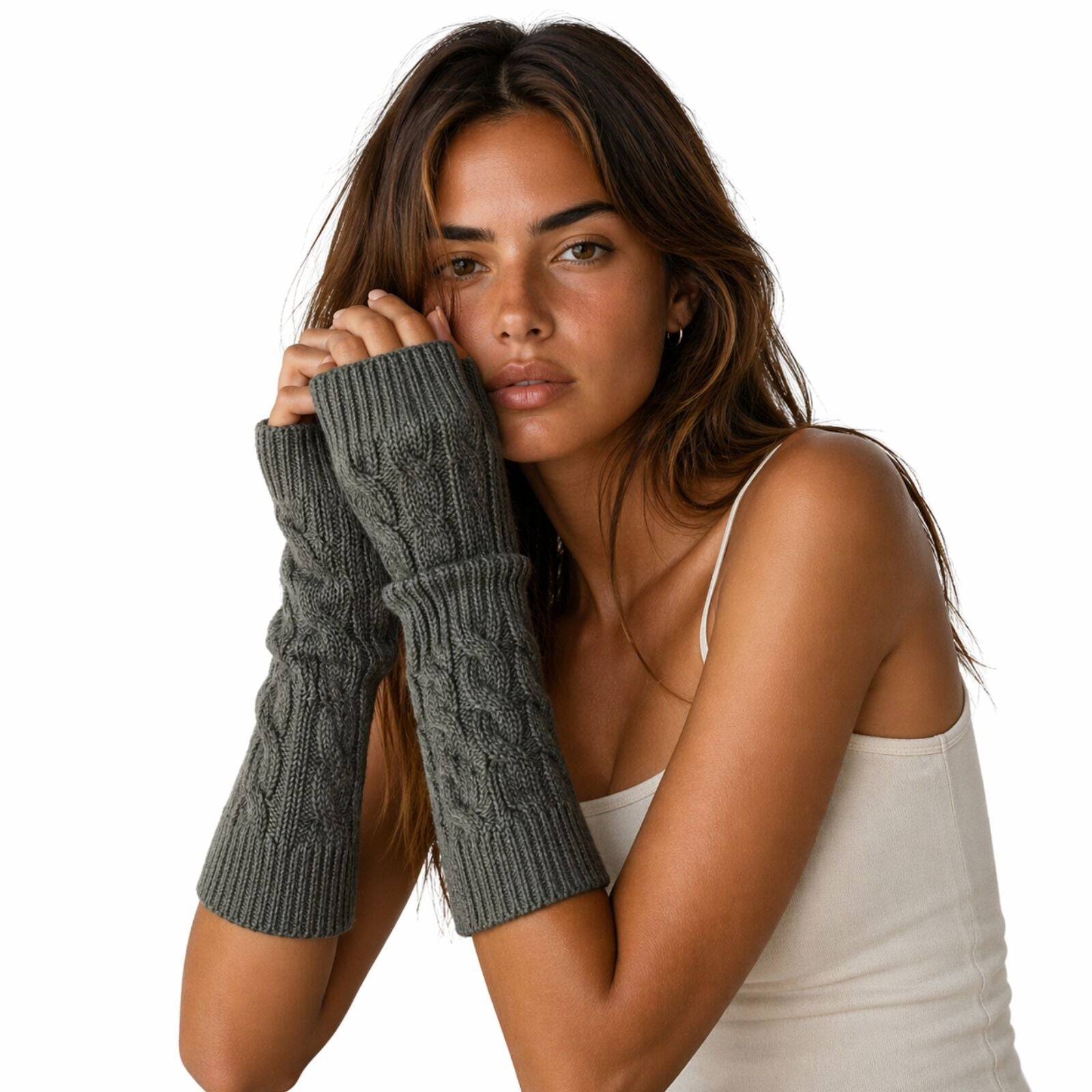 Womens Fingerless Arm Warmers Knitted 20cm Short Gloves Winter - Random Colour V563-SHORTARMWARMERS-RANDOMCLR