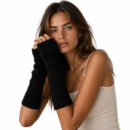 Womens Fingerless Arm Warmers Knitted 20cm Short Gloves Winter - Random Colour V563-SHORTARMWARMERS-RANDOMCLR