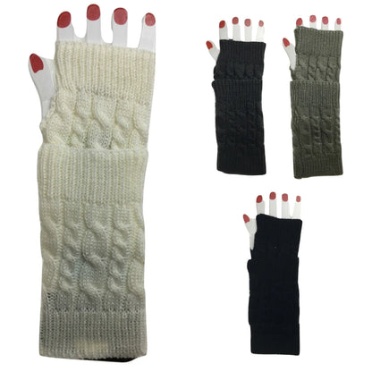 Womens Fingerless Arm Warmers Knitted 20cm Short Gloves Winter - Random Colour V563-SHORTARMWARMERS-RANDOMCLR