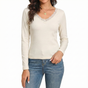 Womens Thermal Cotton Long Sleeve Spencer Tops Long Sleeve Underwear in Beige - 16-18 V563-SI-018-WHITE-16_18