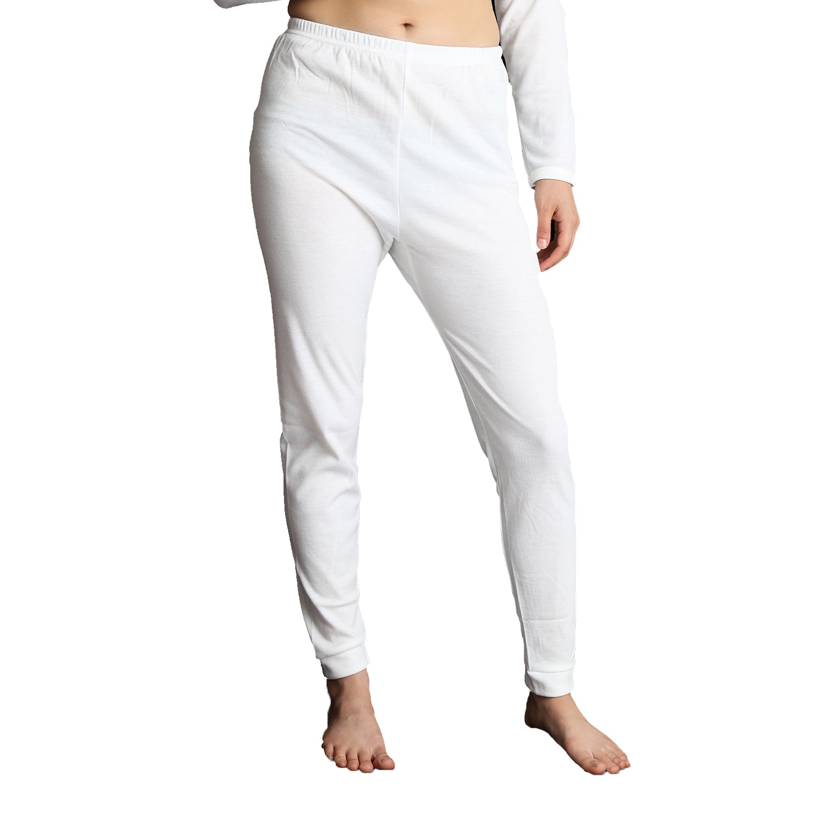 Womens Thermal Cotton Pants Long Janes John Bottoms Underwear in Beige - 10-12 V563-SI-045-WHITE-10_12