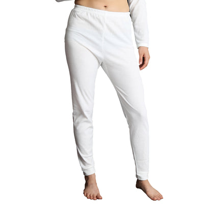Womens Thermal Cotton Pants Long Janes John Bottoms Underwear in Beige - 12-14 V563-SI-045-WHITE-12_14