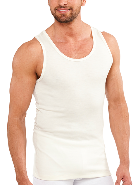 Mens THERMAL Merino Wool Blend Singlet Top Sleeveless Warm Underwear - Natural - XX-Large V563-SI-046-NAT-XXL