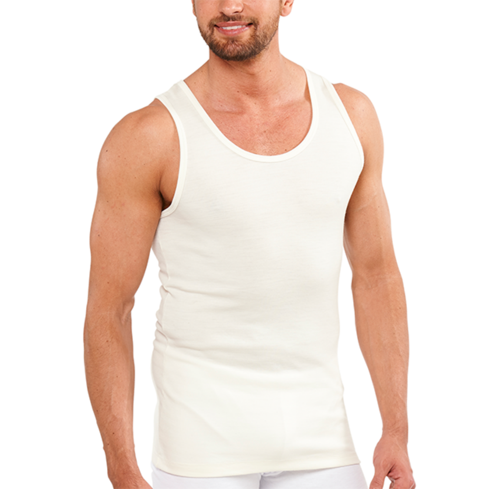Mens THERMAL Merino Wool Blend Singlet Top Sleeveless Warm Underwear - Natural - XX-Large V563-SI-046-NAT-XXL