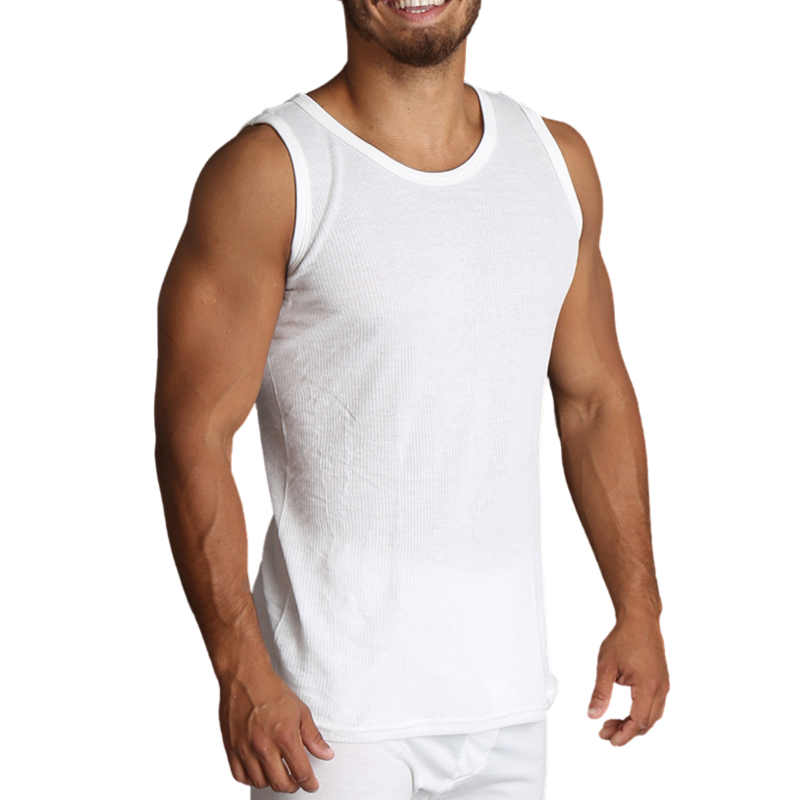 Mens THERMAL Merino Wool Blend Singlet Top Sleeveless Warm Underwear - Natural - XX-Large V563-SI-046-NAT-XXL
