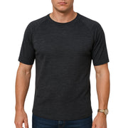 Mens Merino Wool Blend Thermal Top Short Sleeve Base Layer Warm - Black - XXL