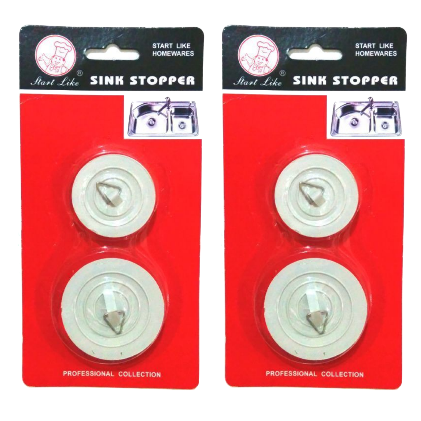 4x BATH AND SINK PLUGS Basin Bath Stopper Chrome Rubber 42mm 54mm V563-SINGPLUGS-2PACK