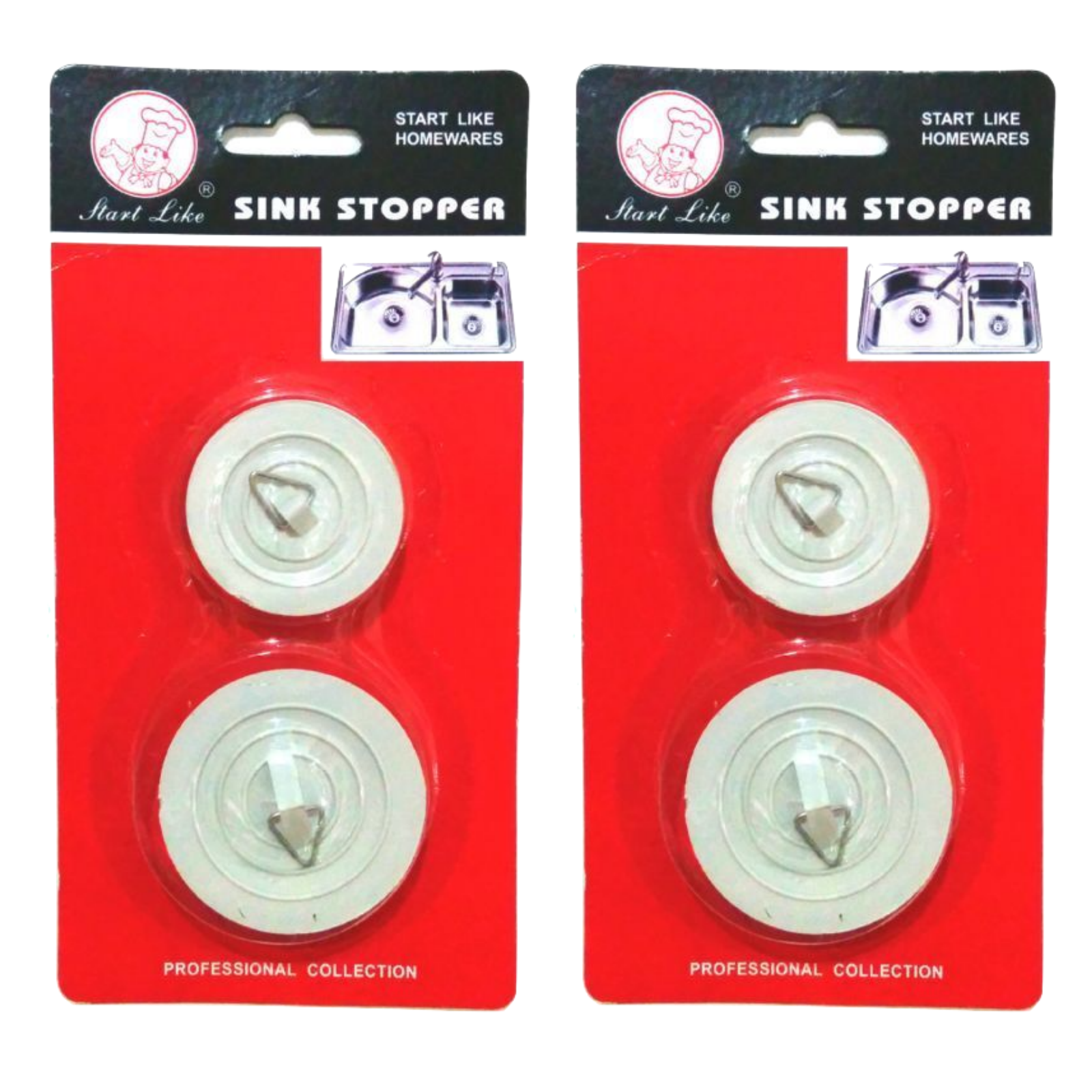 4x BATH AND SINK PLUGS Basin Bath Stopper Chrome Rubber 42mm 54mm V563-SINGPLUGS-2PACK