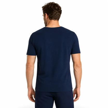 Mens Thermal Short Sleeve Top Cotton Blend Baselayer Underwear T Shirt - Navy - XL V563-SINIYFLEECE-NVY-105