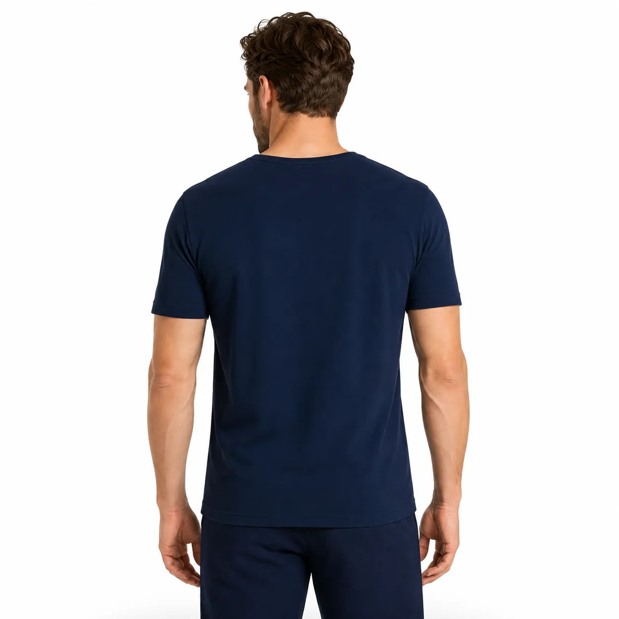 Mens Thermal Short Sleeve Top Cotton Blend Baselayer Underwear T Shirt - Navy - M V563-SINIYFLEECE-NVY-95