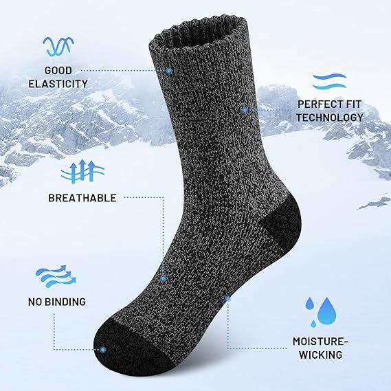 6 Pairs Heavy Duty Wool Blend Work Socks Extra Thick Cushion in Assorted Colours - 2-8 V563-SK836-RNDM-6PRS-2_8