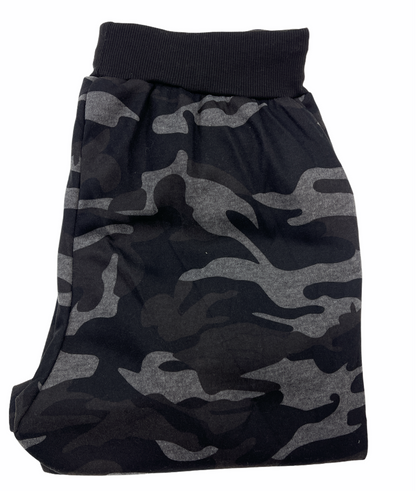 Mens Camouflage Track Pants Fleece Lined Jogger Camo Sweatpants Trackies - Black/Grey - Small/Medium V563-SLIMARMY-CAMO-BLK-S_M