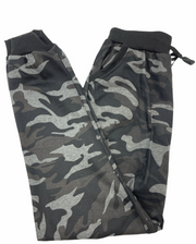 Mens Camouflage Track Pants Fleece Lined Jogger Camo Sweatpants Trackies - Black/Grey - Small/Medium V563-SLIMARMY-CAMO-BLK-S_M