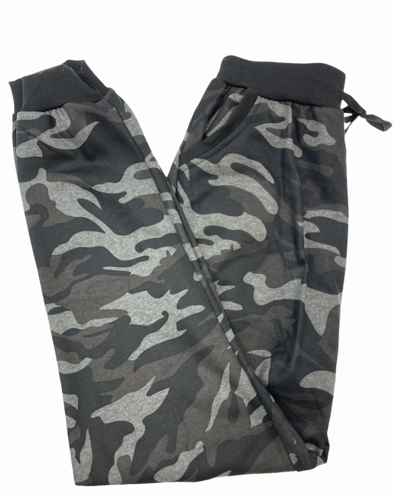 Mens Camouflage Track Pants Fleece Lined Jogger Camo Sweatpants Trackies - Black/Grey - Small/Medium V563-SLIMARMY-CAMO-BLK-S_M