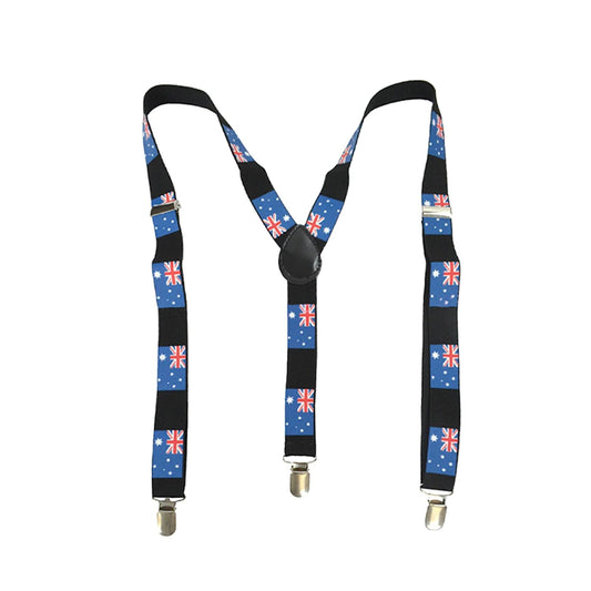 Mens Suspenders Braces Adjustable Strong Clip On Elastic Formal Wedding Slim - Australia Flag V563-SLIMSUSPENDERS-AUSFLG