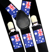 Mens Suspenders Braces Adjustable Strong Clip On Elastic Formal Wedding Slim - Australia Flag V563-SLIMSUSPENDERS-AUSFLG